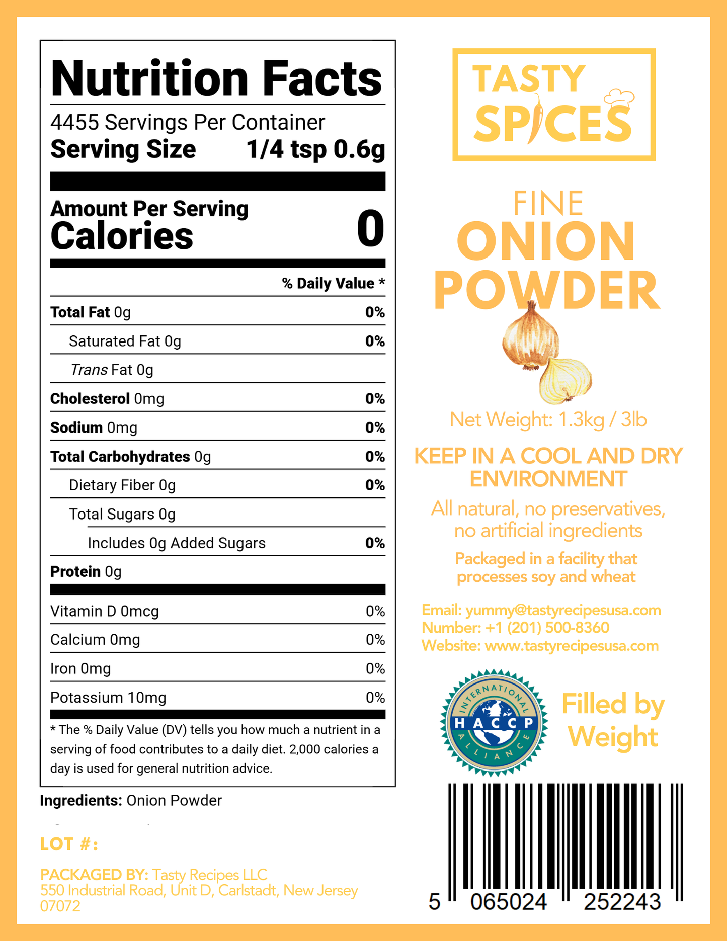 Onion Powder 3lb