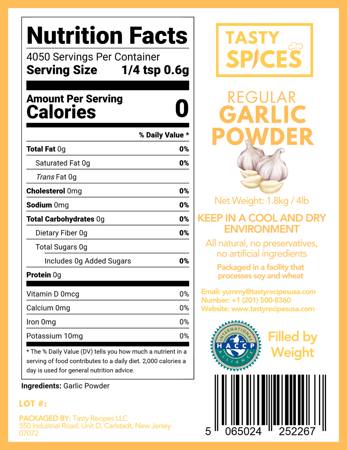 Garlic Powder 4lb (1.81kg)