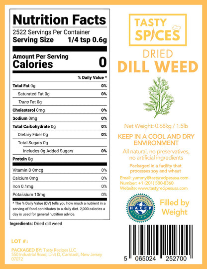 Dill Weed Dried 1.5lb (680g)